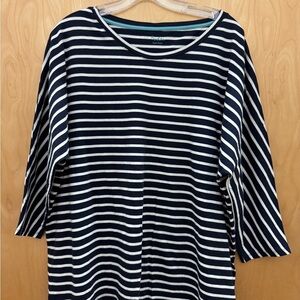Boden Navy and White Striped Long Sleeve Top